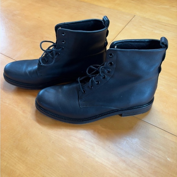 Maje Black Leather Made In Portugal Lace Up Ankle Boots - Picture 4 of 11